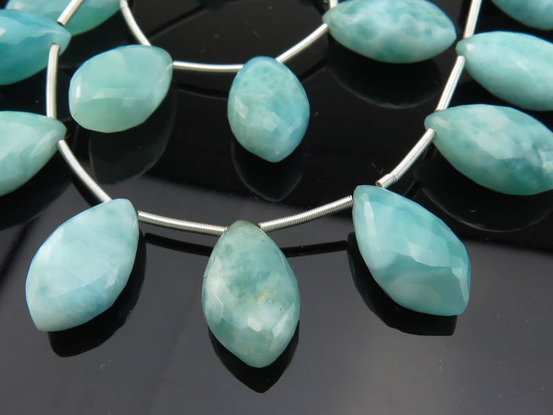 AAA Larimar Faceted Dolphin Briolettes ~ Various Sizes ~ 9'' Strand