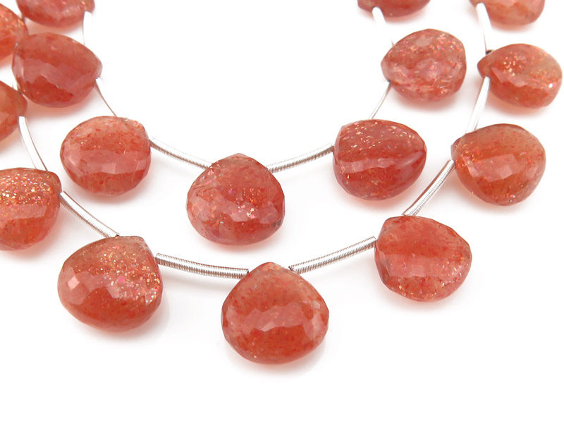 AA+ Sunstone Faceted Heart Briolettes 10-10.5mm