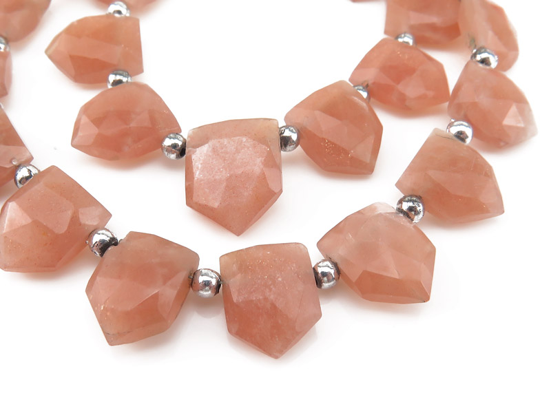 Peach Moonstone Fancy Cut Briolettes 9-11mm ~ 8'' Strand