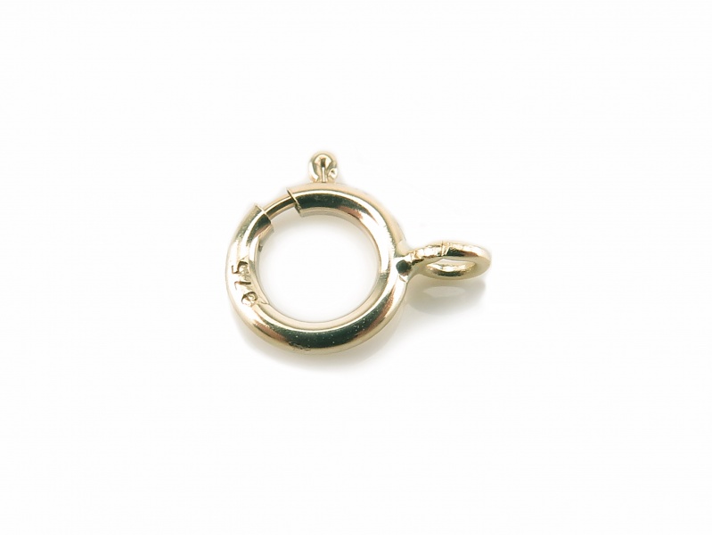 9K Gold Spring Ring Clasp w/Open Ring 6mm