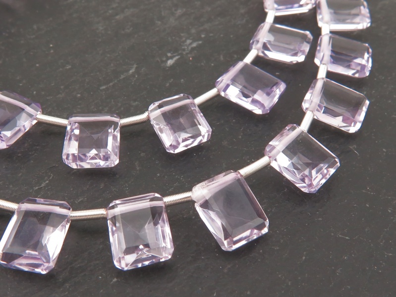 AAA Pink Amethyst Emerald Cut Briolettes 7.5-8mm