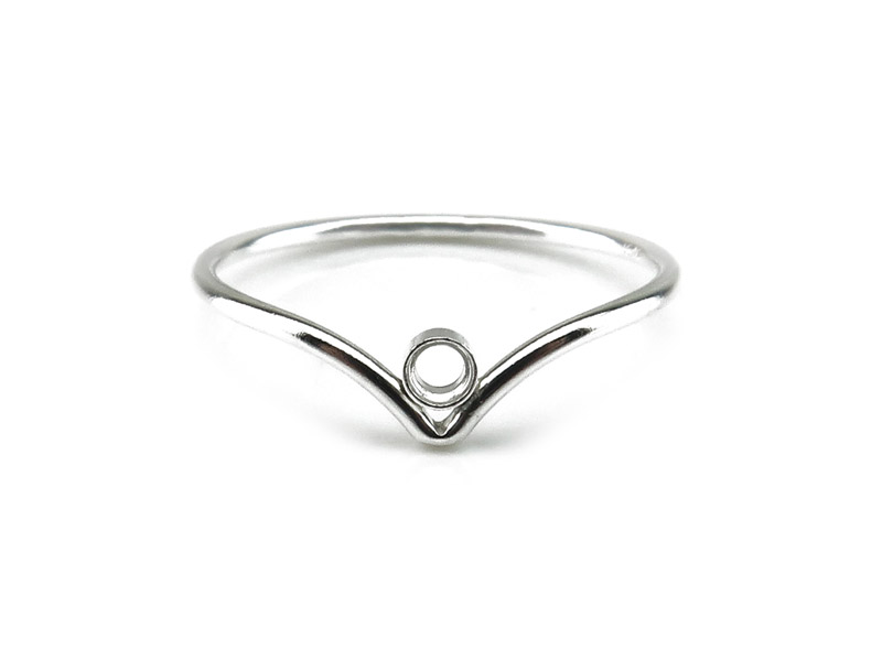 Sterling Silver Chevron Ring with Bezel 2mm ~ Size P