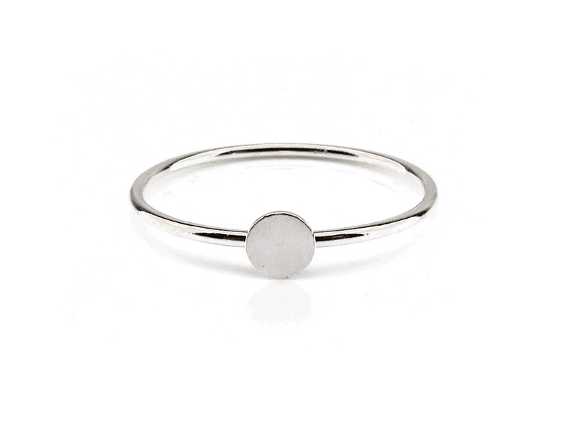 Sterling Silver Stacking Ring with Disc ~ Size P