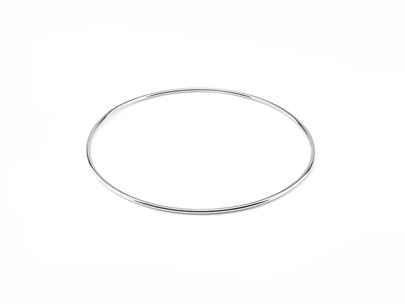 Sterling Silver Plain Wire Bangle ~ 7.5''