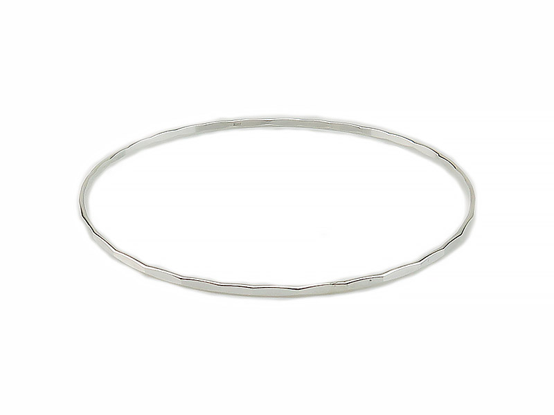 Sterling Silver Hammered Wire Bangle ~ 7.5''