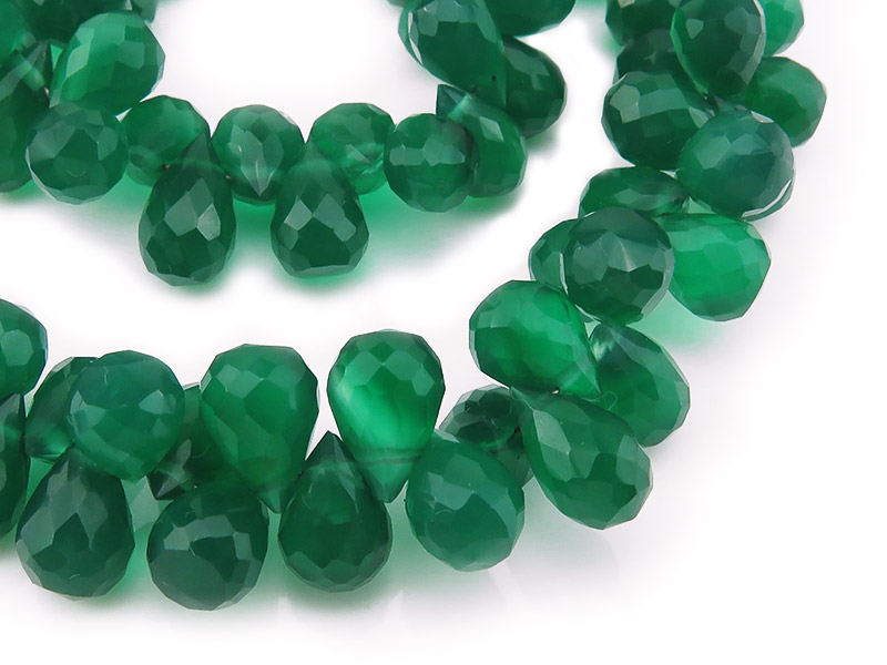 AA Green Onyx Faceted Teardrop Briolettes ~ Various Sizes