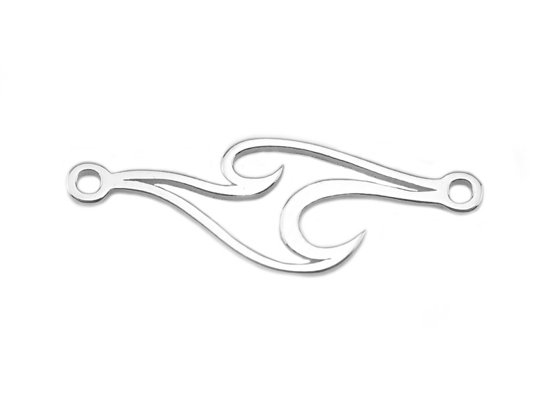 Sterling Silver Wave Connector 22.5mm
