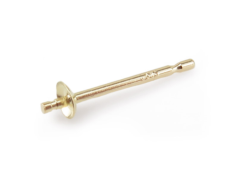 14K Gold Ear Post with Cup and Peg 2.25mm