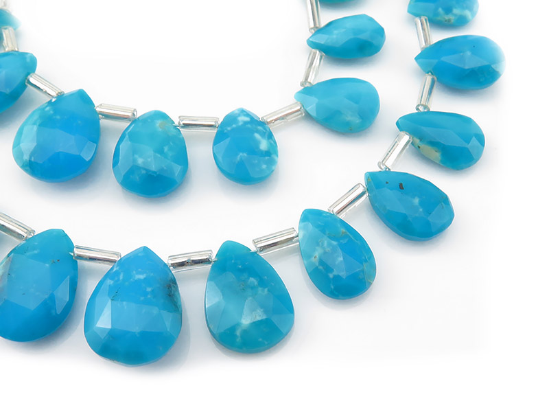 AA Arizona Turquoise Faceted Pear Briolettes ~ Various Sizes