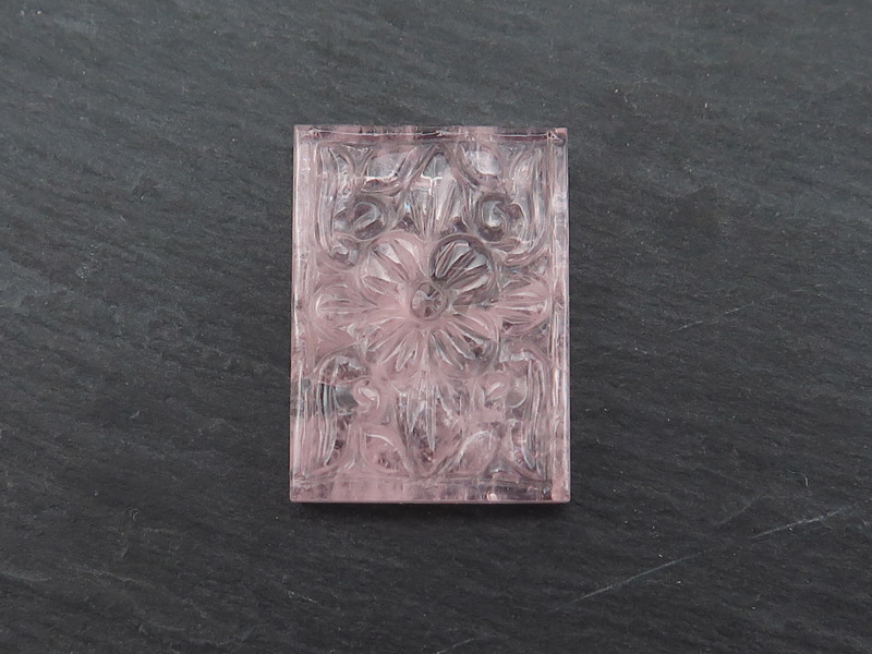 Morganite Carved Rectangle 22.75mm