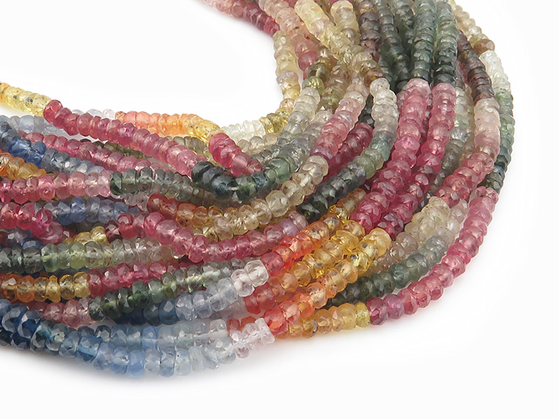 AA Multi Sapphire Faceted Rondelles 3.5mm ~ 16'' Strand