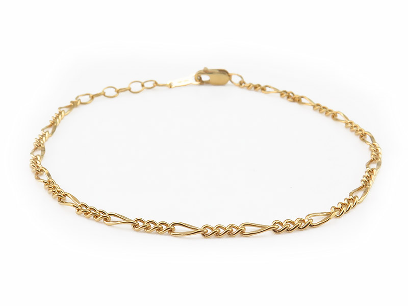 Gold Filled Figaro Chain Bracelet ~ 6.5'' + 1'' Extender