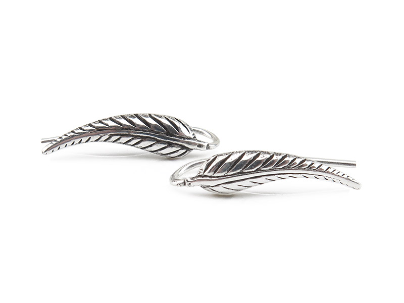 Sterling Silver Feather Ear Crawlers ~ PAIR