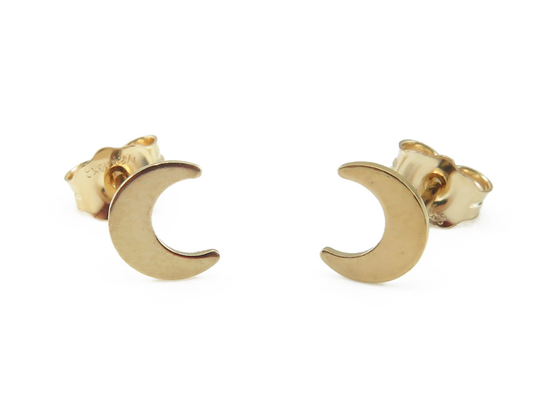 Gold Filled Crescent Moon Ear Studs 6mm ~ PAIR