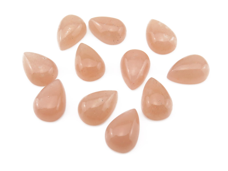 Peach Moonstone Pear Cabochon 10mm x 7mm