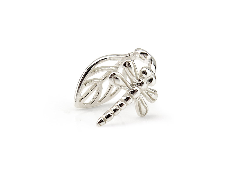 Sterling Silver Dragonfly & Leaf Bead Cap