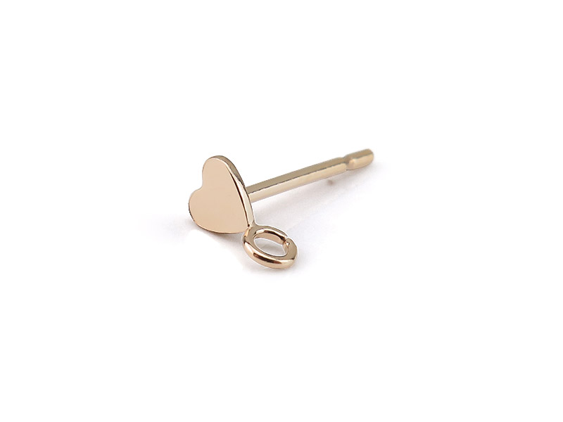 Gold Filled Heart Ear Post w/Ring 5.5mm