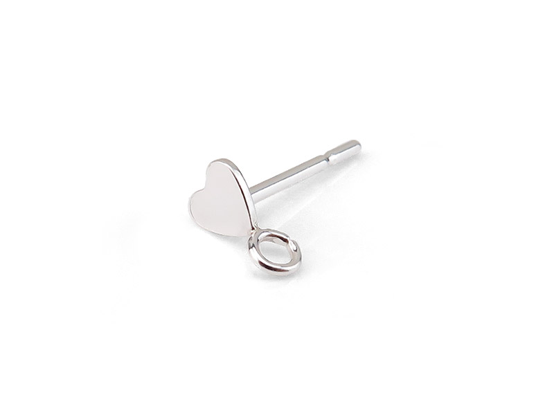 Sterling Silver Heart Ear Post w/Ring 5.5mm