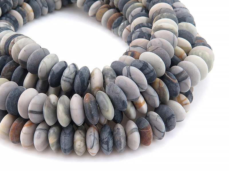 Picasso Jasper Matt Button Beads 10mm ~ 15'' Strand