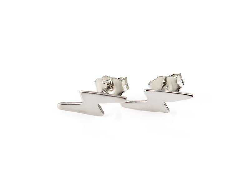 Sterling Silver Lightning Ear Studs ~ PAIR