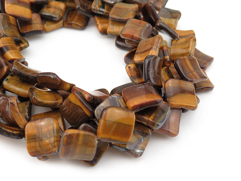 Tiger's Eye Smooth Square Wave Beads 15mm ~ 15.5'' Strand