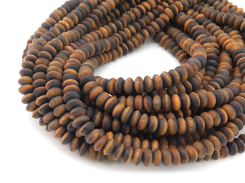 Tiger's Eye Matt Disc Beads 6mm ~ 15'' Strand