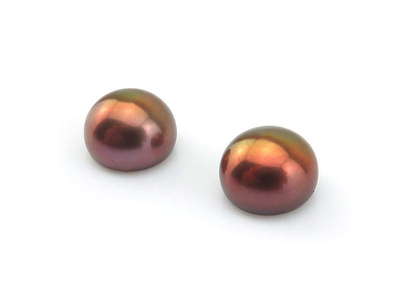 Freshwater Pearl Bronze Button 7.5-8mm ~ Half Drilled ~ PAIR