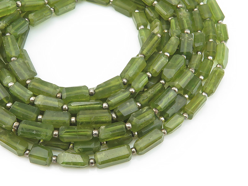 Vesuvianite Faceted Pipe Beads 6-11mm ~ 10'' Strand