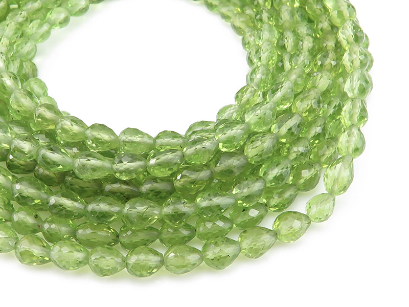 AA Peridot Faceted Teardrop Beads 5-6mm ~ 10.5'' Strand