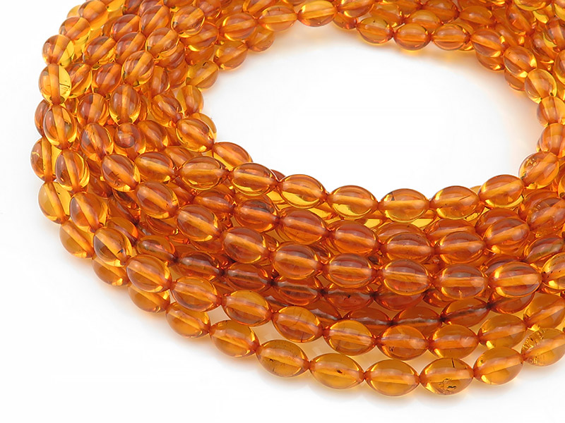 Amber Smooth Olive Shaped Beads 9mm ~ 16'' Strand