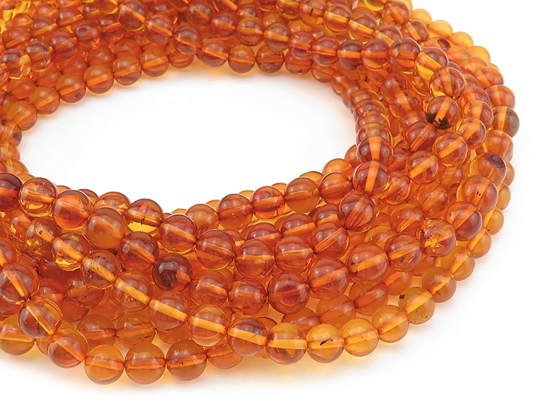 Amber Smooth Round Beads 6mm ~ 15.5'' Strand