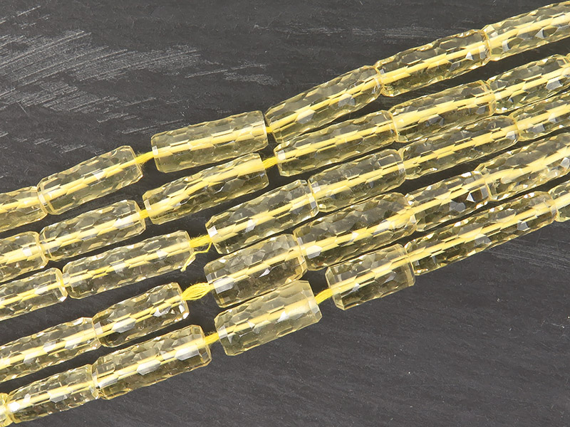 AAA Lemon Quartz Faceted Tube Beads 10-18.5mm ~ 8'' Strand