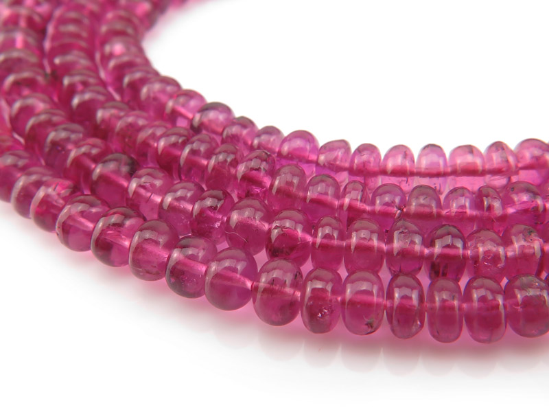 AA+ Pink Tourmaline Smooth Rondelles 2.5-5.5mm ~ 16'' Strand