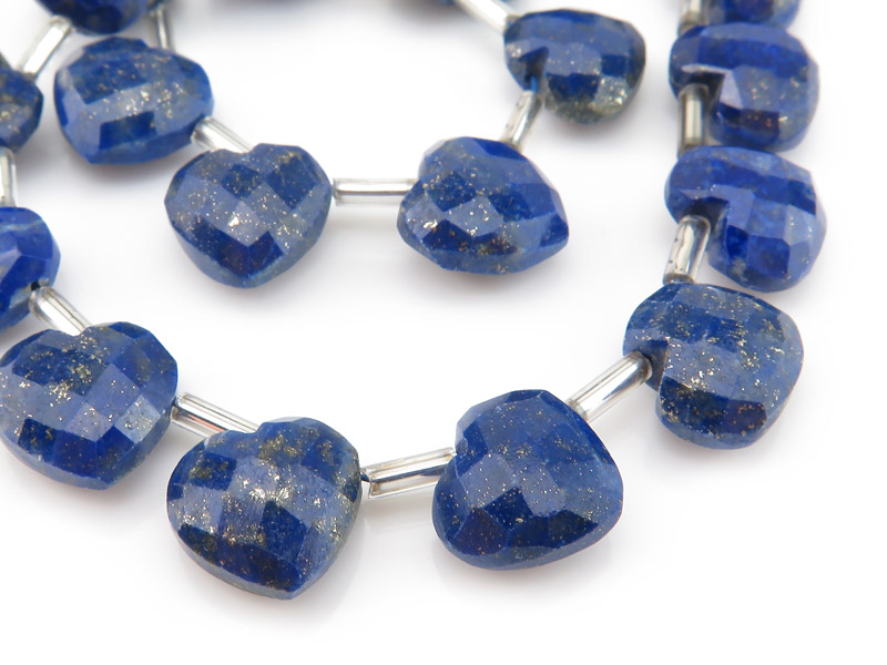 AA Lapis Lazuli Faceted Fancy Heart Briolettes 9-9.5mm ~ 7.5'' strand