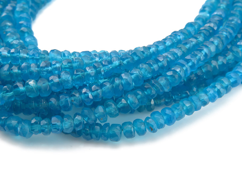 AA Neon Apatite Faceted Rondelles 3-4.5mm  ~ 16'' Strand