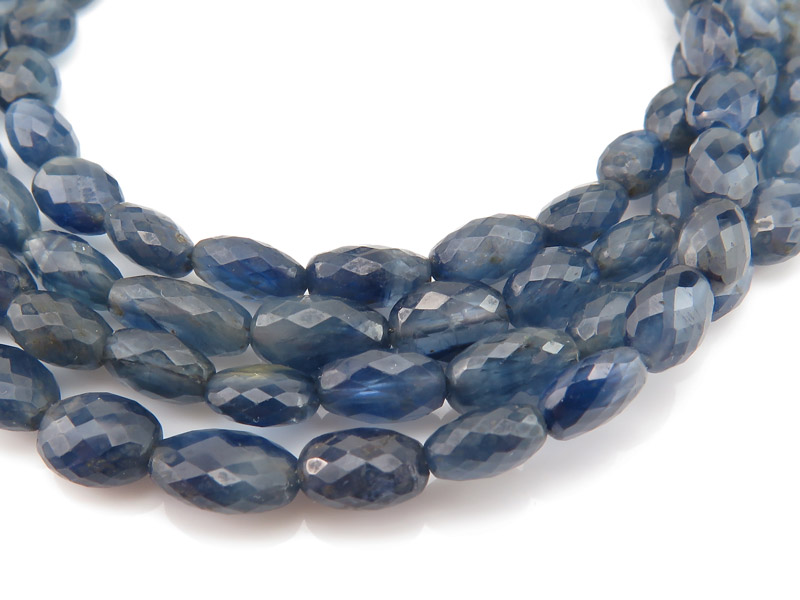 AA Blue Sapphire Faceted Oval Beads 5-7.75mm ~ 8.25'' Strand