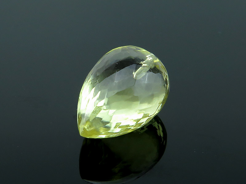 AAA Lemon Quartz Micro-Faceted Teardrop 12.5mm ~ Half Drilled ~ SINGLE