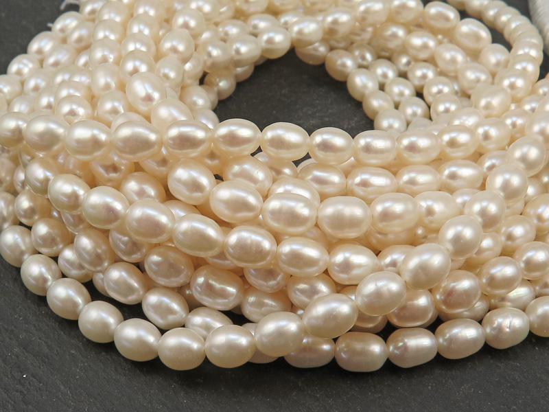 Freshwater Pearl Ivory Rice Beads 6.5mm ~ 15.5'' Strand