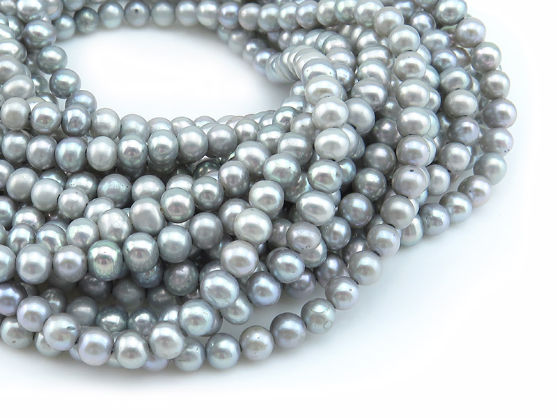 Freshwater Pearl Silver Grey Potato Beads 4-4.5mm ~ 16'' Strand
