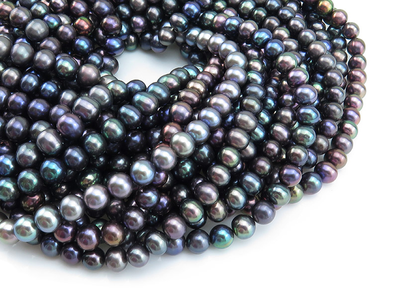 Freshwater Pearl Peacock Potato Beads 6.5mm ~ 16'' Strand