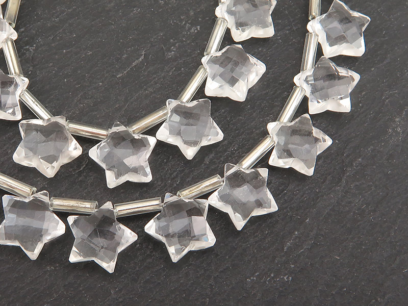 AA Crystal Quartz Faceted Star Briolettes 10.5mm