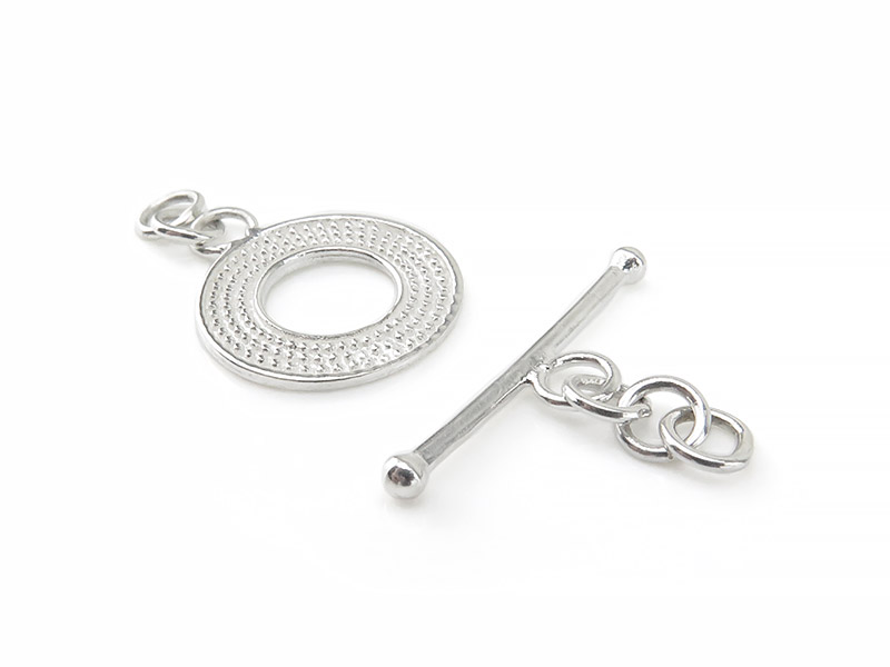 View of Sterling Silver Decorative Toggle and Bar Clasp 14mm