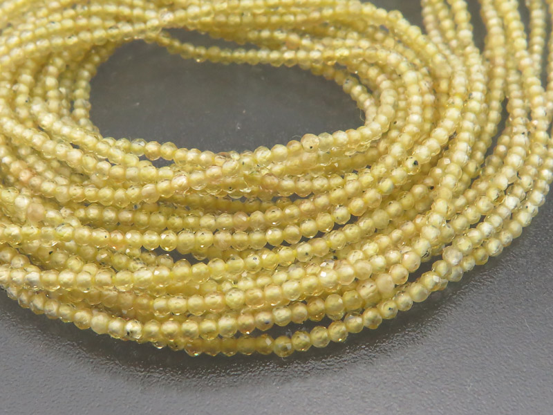 Yellow Sapphire Micro-Faceted Rondelles 1.75mm ~ 12.5'' Strand