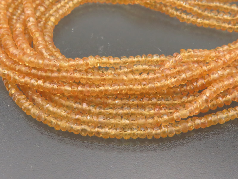 Light Orange Sapphire Faceted Rondelles 2.5mm ~ 19'' Strand