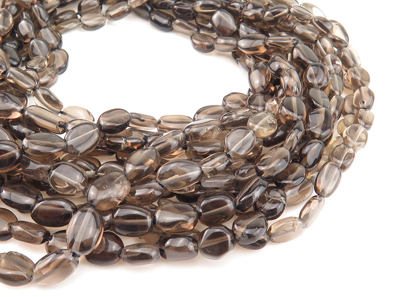 Smoky Quartz Smooth Nugget Beads 8-9mm ~ 15'' Strand