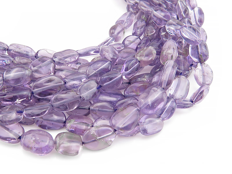 Lilac Amethyst Smooth Oval Beads 7-9mm ~ 15'' Strand