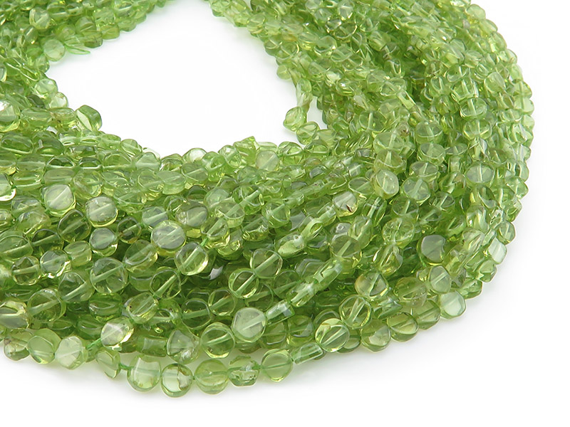 Peridot Smooth Coin Beads 4-5mm ~ 14.5'' Strand