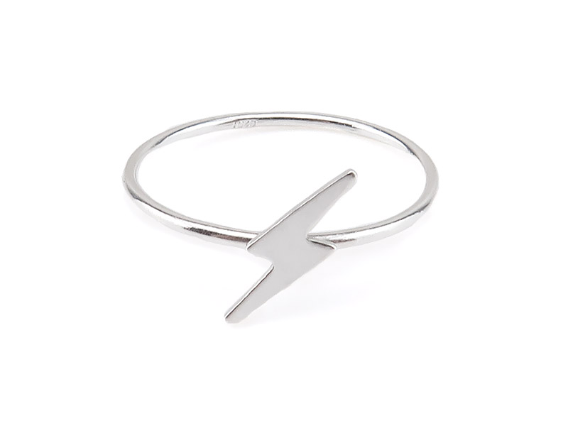 Sterling Silver Stacking Ring with Lightning Bolt ~ Size P