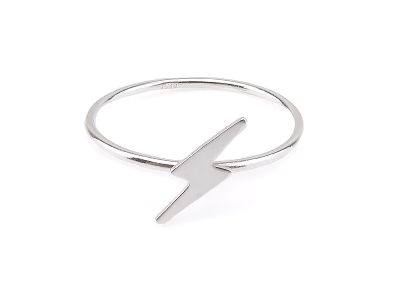 Sterling Silver Stacking Ring with Lightning Bolt ~ Size J