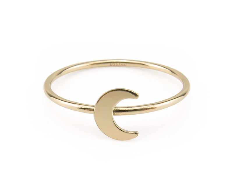 Gold Filled Stacking Ring with Crescent Moon ~ Size J